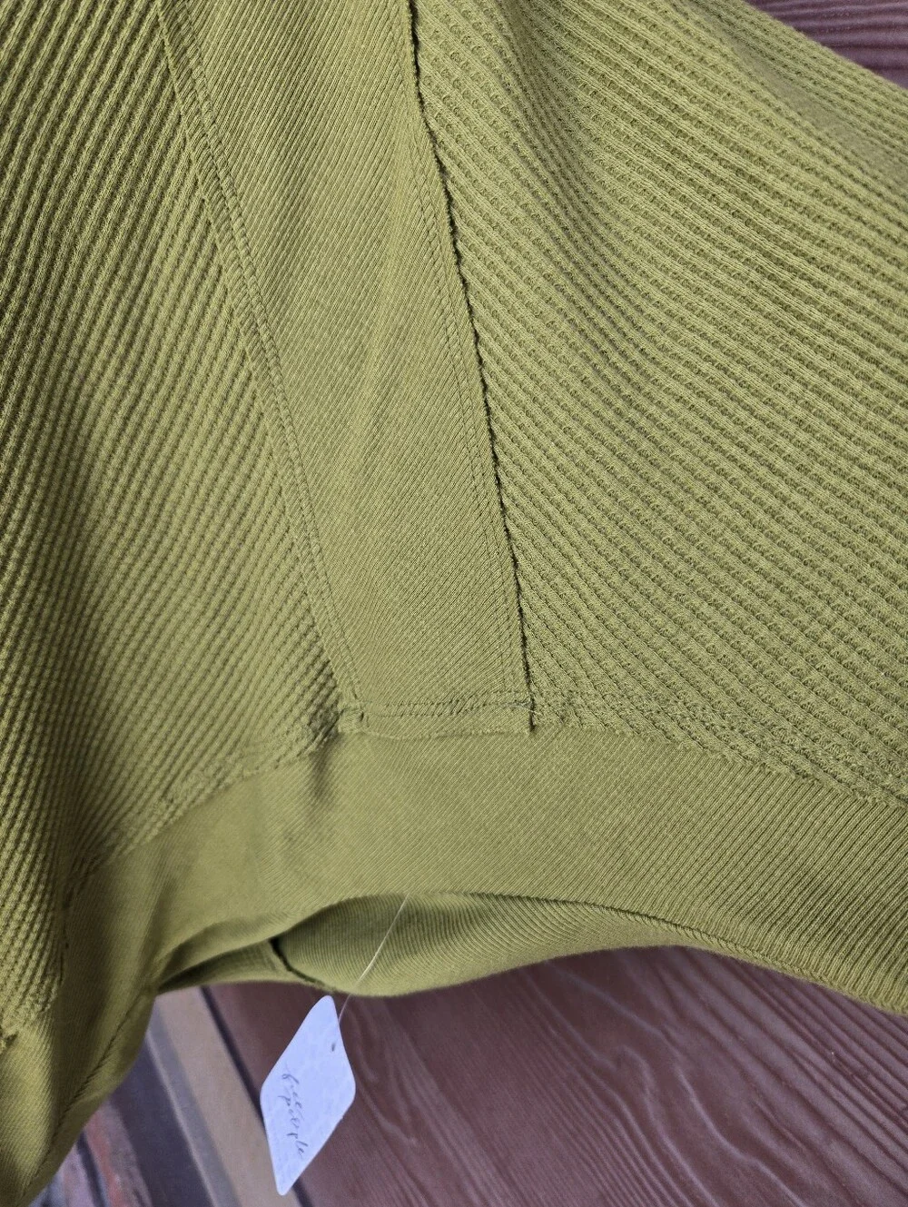 NWT Free People Santa Clara Olive Waffle Oversized Long Sleeve Top – Medium